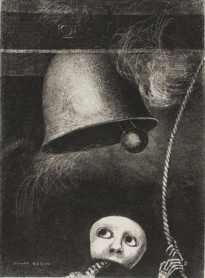 Una maschera suona il rintocco funebre, terza tavola da A Edgar Poe da Odilon Redon