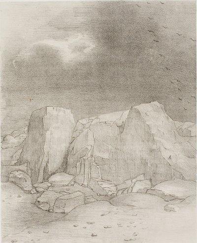 E discerne una pianura arida e coperta di colline, tavola 7 di 24 da Odilon Redon