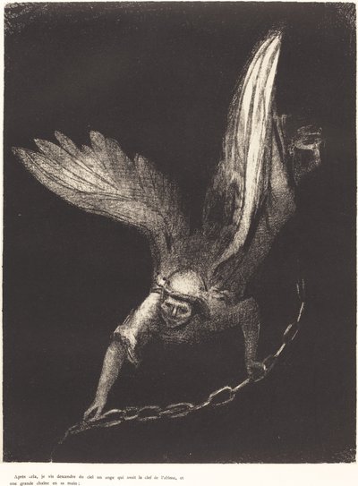 Apres cela je vis descendre du ciel un ange qui avait la clef de l