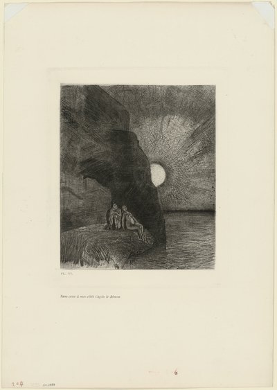 Al mio fianco si agita incessantemente il demone, tavola 7 dai Fiori del male di Charles Baudelaire da Odilon Redon