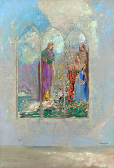 Devozione vicino a un Cespuglio Rosso da Odilon Redon