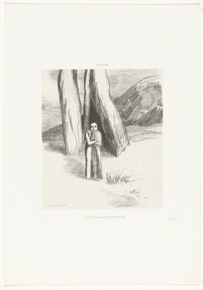 Un pazzo in un paesaggio cupo da Odilon Redon