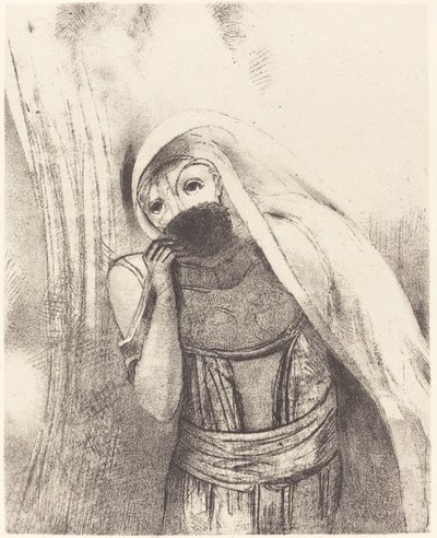 Lei tira fuori dal petto una spugna tutta nera, la copre di baci da Odilon Redon