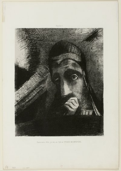 Volto del mistero (Nel mio sogno ho visto nel cielo un VOLTO DEL MISTERO), tavola 1 da Omaggio a Goya da Odilon Redon