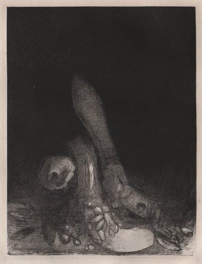 I fiori cadono e appare la testa di un pitone da Odilon Redon