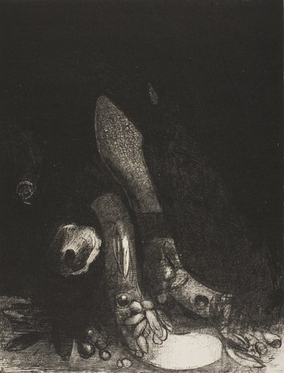 I fiori cadono e appare la testa di un pitone, tavola 5 di 24 da Odilon Redon