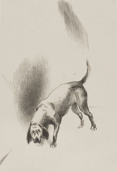 Lui [il cane del narratore] teneva i suoi occhi fissi su di me con uno sguardo così strano, tavola 3 di 6 da Odilon Redon