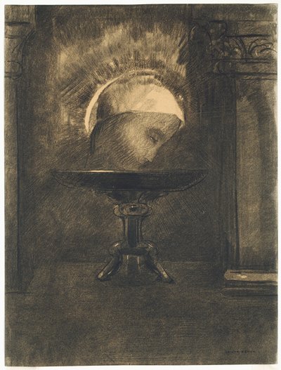 Testa con berretto frigio, su un salterio da Odilon Redon