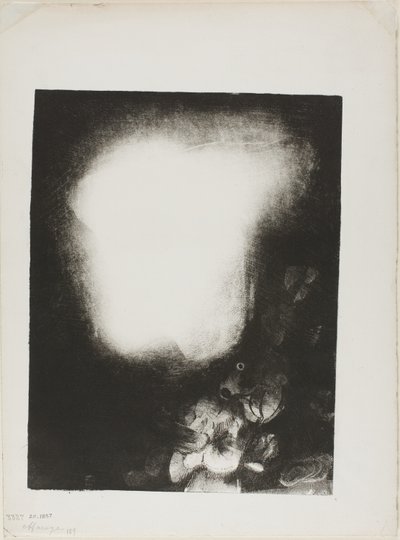 Testa di donna con corsage di fiori da Odilon Redon