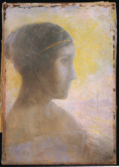 Testa di una giovane donna di profilo, c.1895 da Odilon Redon