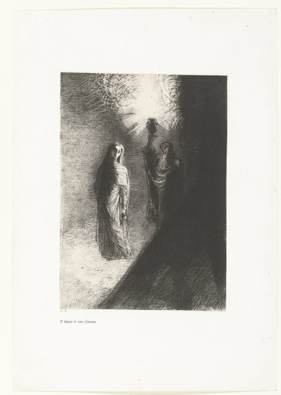 Lui tiene in alto il vaso di bronzo da Odilon Redon