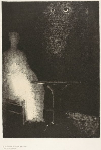 Continuai a Guardare la Sedia, e Immaginai di Vedere su di Essa un Contorno Nebbioso Azzurro Pallido di una Figura Umana, tavola 1 di 6 da Odilon Redon