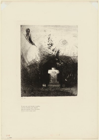 Se in una notte buia un buon cristiano, per carità, dietro qualche vecchia rovina, seppellisce il tuo corpo arcuato, tavola 4 di 9 da Odilon Redon