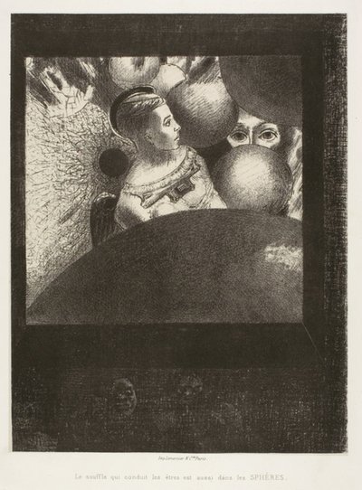 Nelle sfere (Il respiro che guida le creature viventi è anche nelle sfere), tavola cinque da A Edgar Poe da Odilon Redon