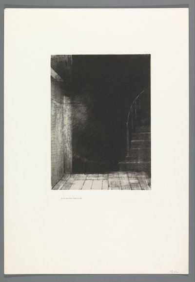 Vidi una luce ampia e pallida (La Casa Stregata, 6 litografie copertina frontespizio, illustrazioni del testo di Bulwer-Lytton, tradotto in francese da René Philipon) da Odilon Redon
