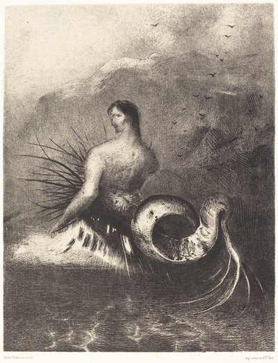 La sirena vestita di aculei, emersa dalle onde da Odilon Redon