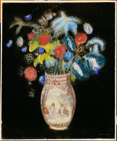 Grande bouquet su sfondo nero, c.1910 da Odilon Redon