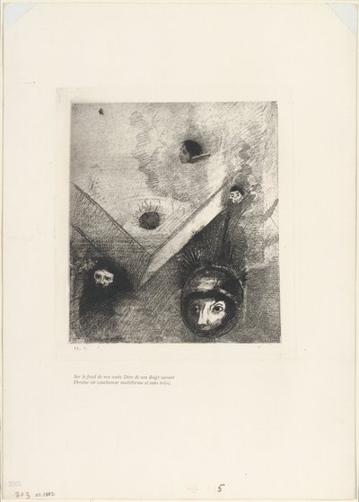 Sul fondale delle nostre notti Dio con il suo dito sapiente traccia un incubo multiforme implacabile, tavola 6 di 9 da Odilon Redon