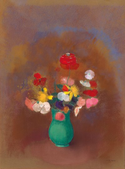 Papaveri in vaso verde, c.1910 da Odilon Redon