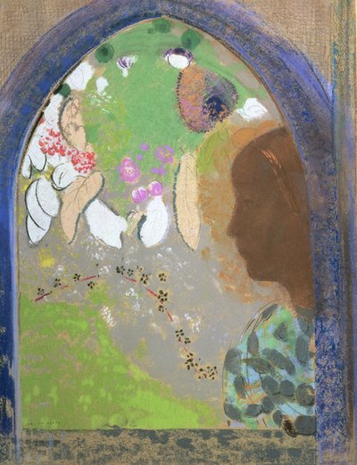 Profilo di una donna alla finestra da Odilon Redon