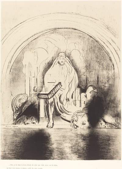 Puis je vis, dans la main droite de celui quietait assis sur le trone, un livre ecritdedans et dehors, scelle de sept sceaux da Odilon Redon