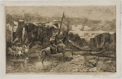 Portabandiera che attraversa un ruscello da Odilon Redon