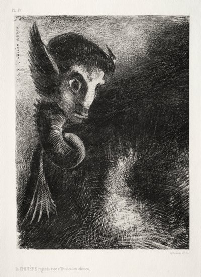 La chimera guardava tutte le cose con paura da Odilon Redon