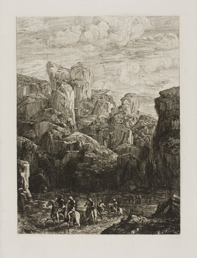 Il guado: paesaggio con cavalieri da Odilon Redon