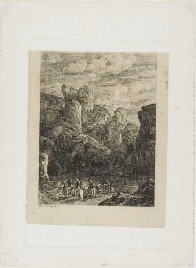Il guado: paesaggio con cavalieri da Odilon Redon