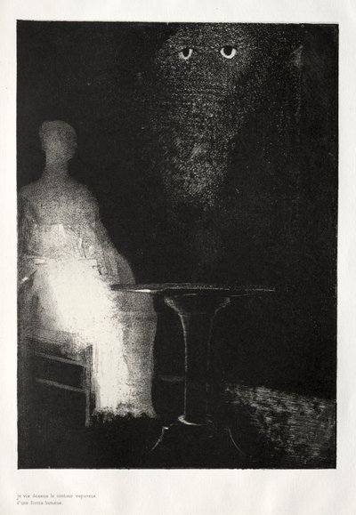 La casa infestata: Continuavo a fissare la sedia e immaginavo di vedere su di essa un pallido blu... da Odilon Redon