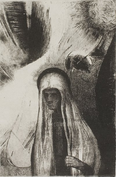 La vecchia: Di cosa hai paura? Un grande buco nero! È forse vuoto?", tavola 19 di 24 da Odilon Redon