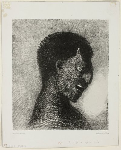 Il Satiro con il Sorriso Cinico, tavola 5 di 8 da "Le Origini" da Odilon Redon