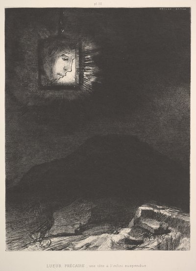 Il vago bagliore di una testa sospesa nello spazio da Odilon Redon