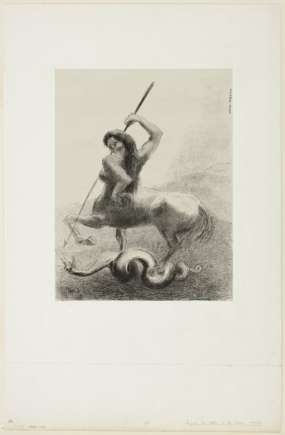 Ci furono lotte e vane vittorie, tavola 6 di 8 da "Le Origini" da Odilon Redon