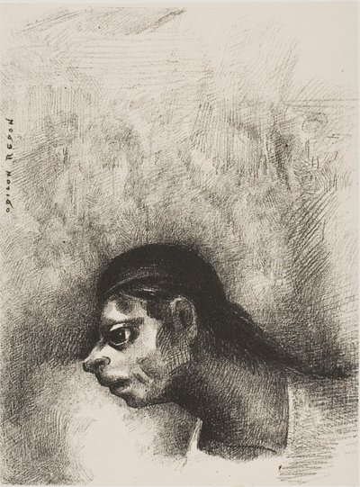 Attraverso la crepa nel muro, fu proiettata la testa di un morto, da Il giurato da Odilon Redon