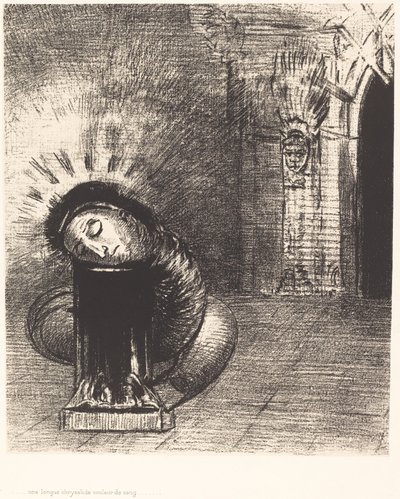 Una lunga crisalide del colore del sangue da Odilon Redon