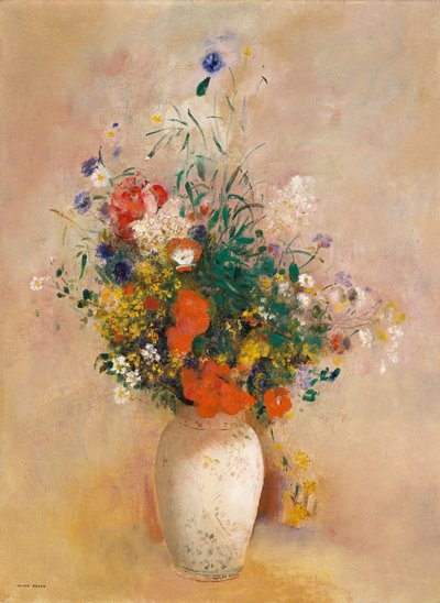 Vaso di Fiori (Sfondo Rosa) da Odilon Redon