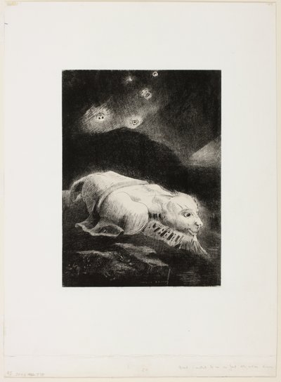 Quando la vita si risvegliava nelle profondità della materia oscura, tavola 1 di 8 da "Le Origini" da Odilon Redon