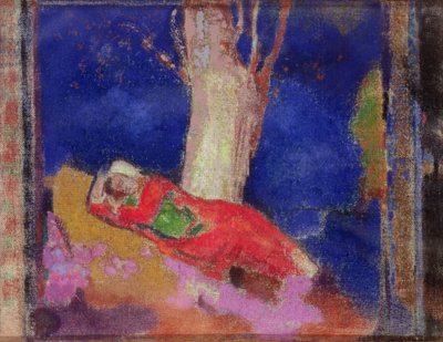 Donna che dorme sotto un albero da Odilon Redon