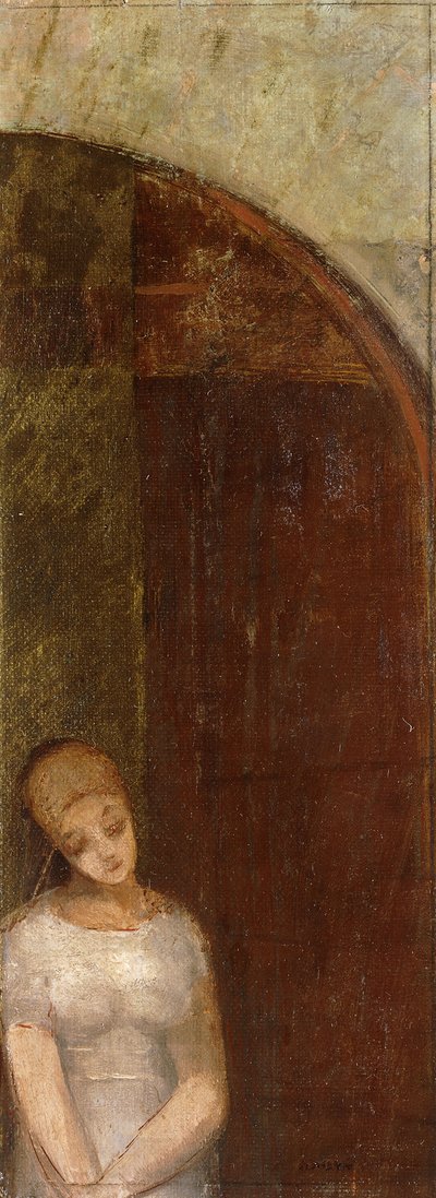 Giovane donna sotto un arco; Jeune Femme Sous Une Arche, c.1886 da Odilon Redon