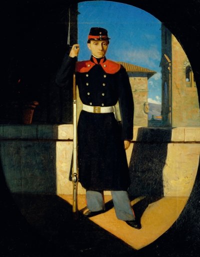 Soldati della Guardia Nazionale Toscana, c.1860-61 da Odoardo Borrani