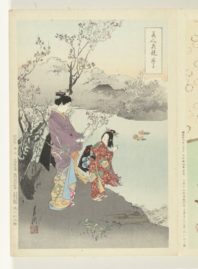 Ammirare i fiori di prugna Confronti tra bellezze e fiori (titolo della serie) da Ogata Gekko