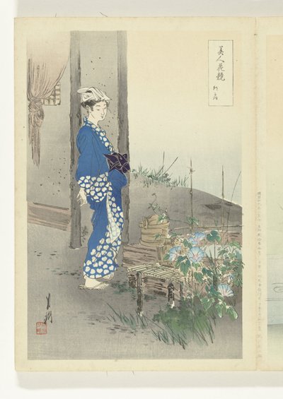 Poetessa Kaga no Chiyo (serie: Confronti tra bellezze e fiori, Bijin hana kurabe) da Ogata Gekko