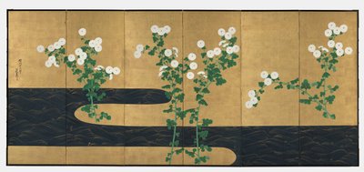 Crisantemi vicino a un ruscello da Ogata Korin