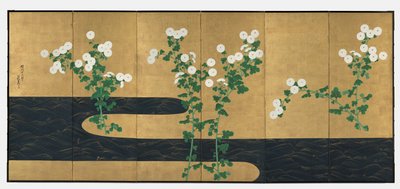 Crisantemi vicino a un ruscello, fine 1700-inizio 1800 da Ogata Korin