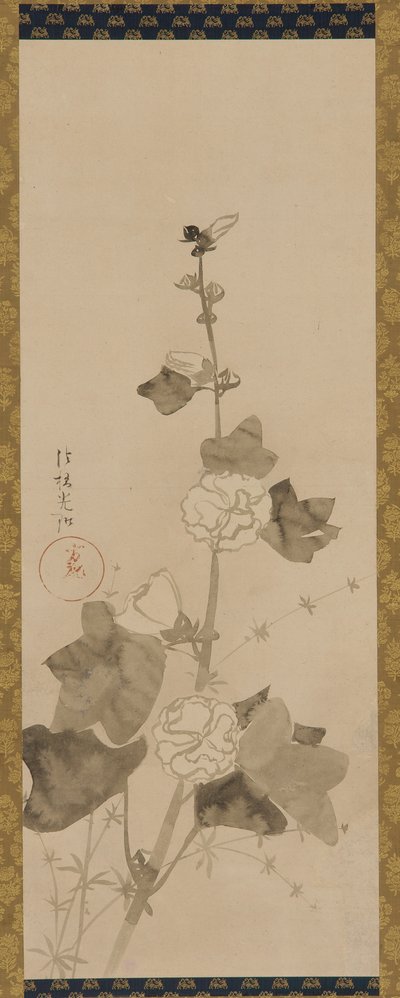 Alcea rosea, periodo Edo, fine 17°-inizio 18° secolo da Ogata Korin