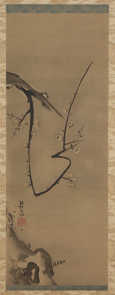 Prunus, rotolo appeso, c.1700 da Ogata Korin