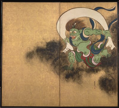 Il dio del vento. Parte destra di schermi a due ante Dio del vento e Dio del tuono, inizio XVIII sec. da Ogata Korin