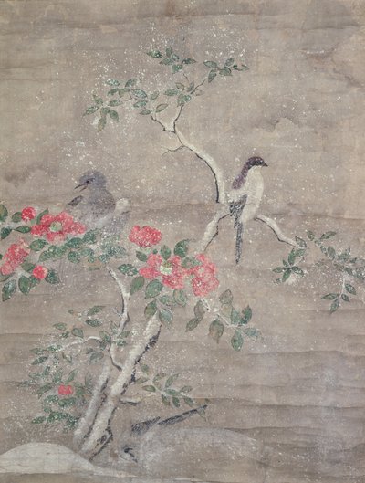 Uccelli e camelia nella neve, c.1700 da Ogawa Haritsu