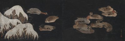 Anatre in uno stagno invernale da Ogawa Haritsu